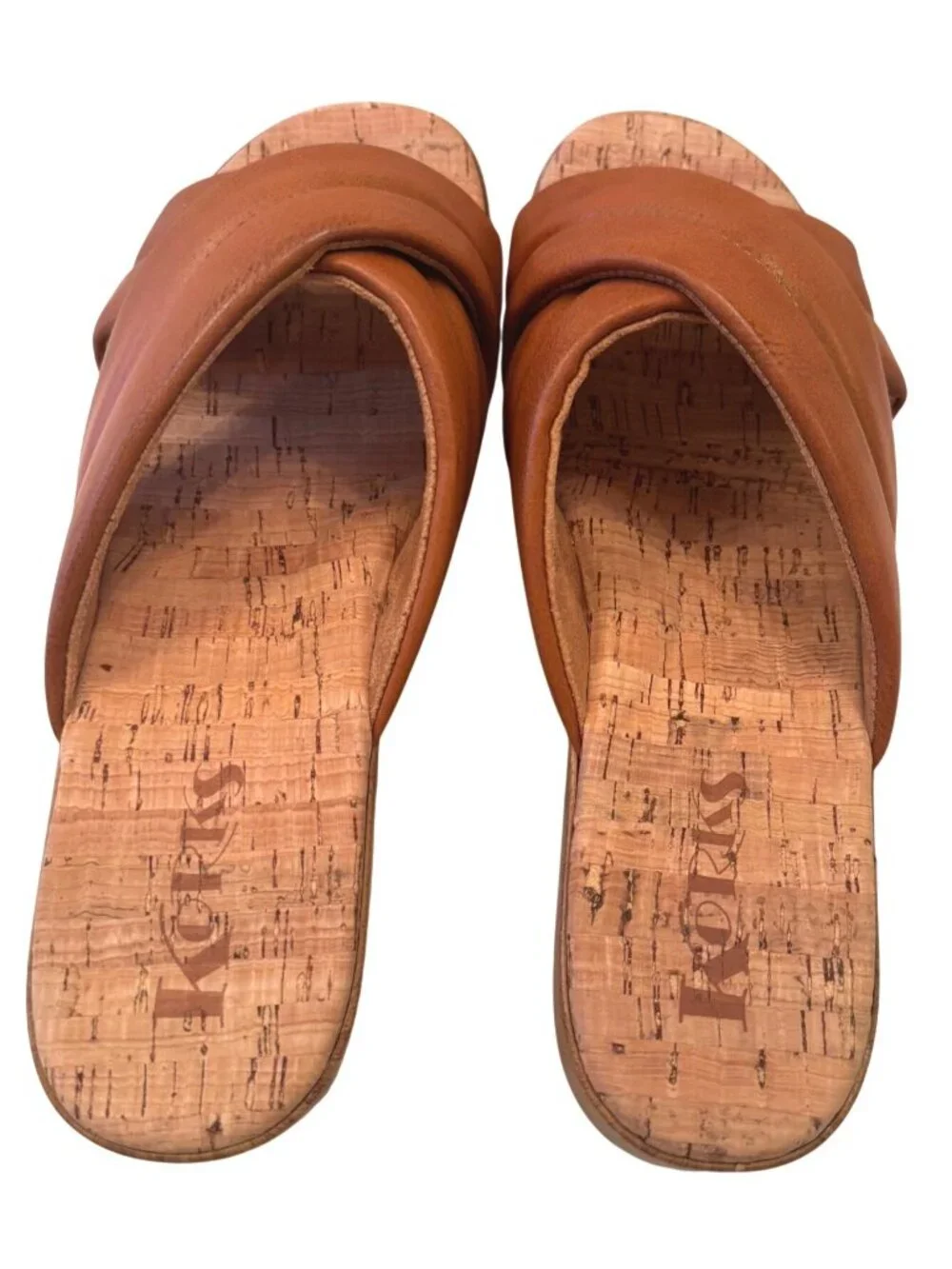 Kork’s Faithe Crossover Size 9 TAN Wedge Cork Sandal NWB Kork Ease
